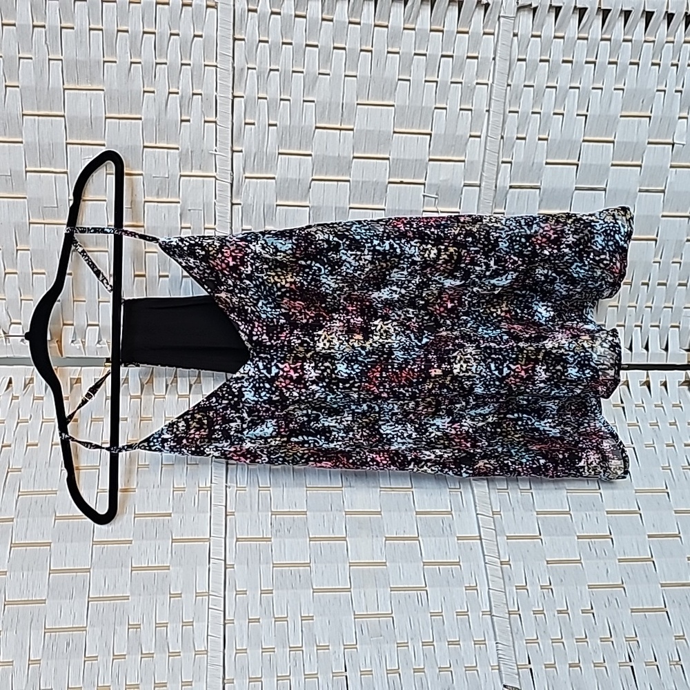 Racerback Dress Tank Shell - L Black Multi